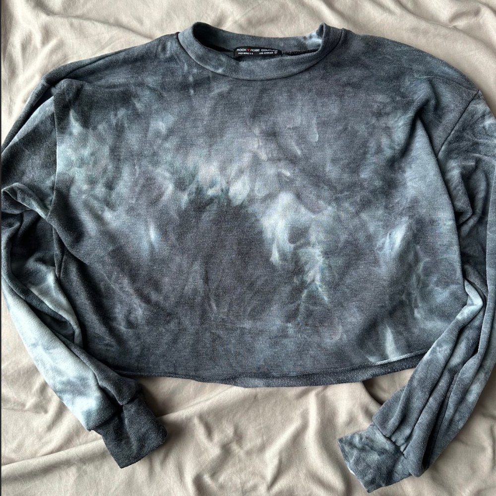 SO SOFT cotton long sleeve tie dye cropped sweatshirt